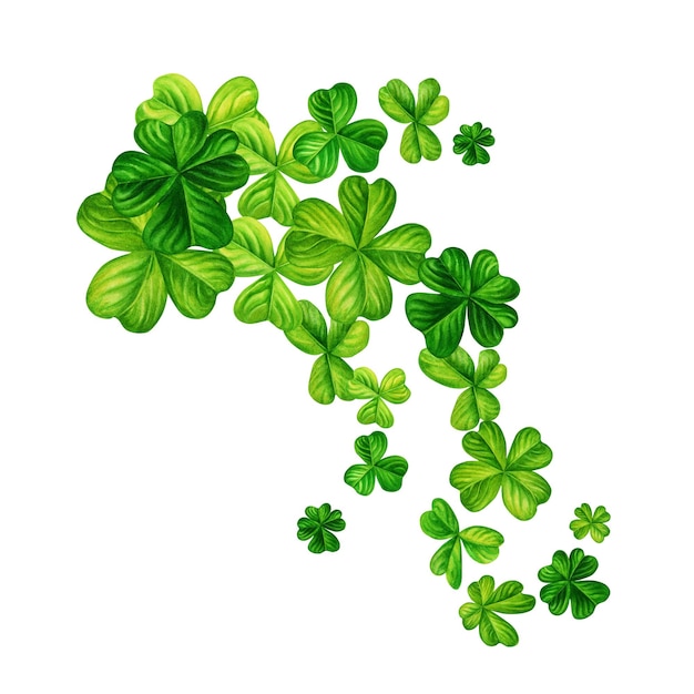 Aquarel groene shamrock compositie voor illustraties van de lente st patrick zomer groen