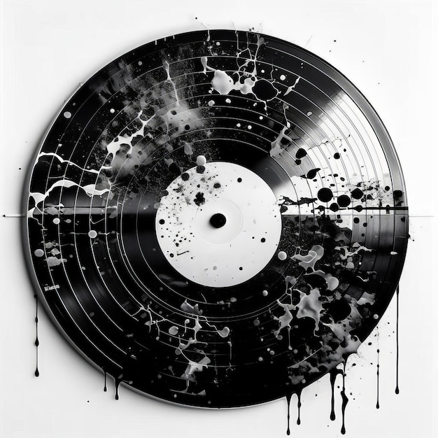 Aquarel Grunge vinylplaat op witte achtergrond AI gegenereerd