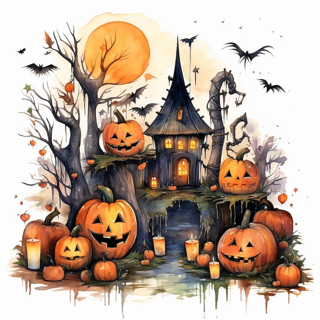 Aquarel Halloween achtergrond