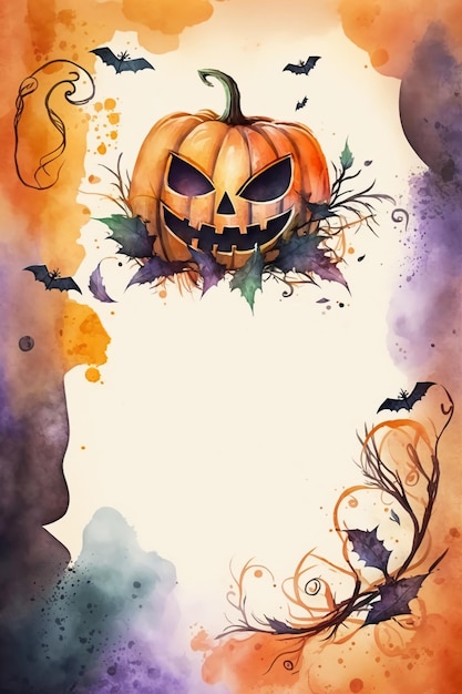 Aquarel Halloween decoratieve sierlijke frameGenerative AI