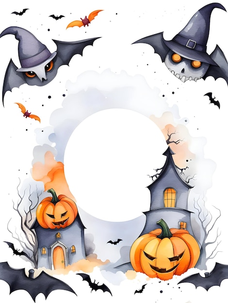 Aquarel halloween illustratie met kopie ruimte