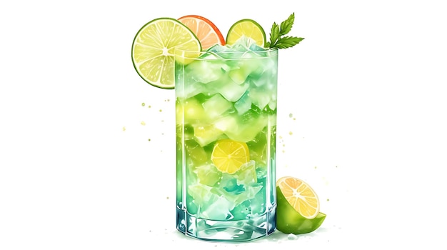 Foto aquarel heerlijke verfrissende zomer alcoholische cocktail