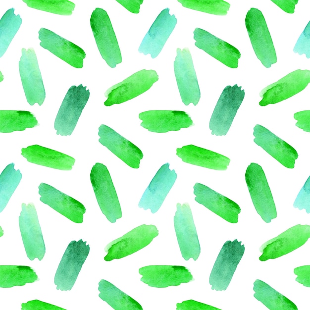 Aquarel helder groene penseelstreken naadloze patroon Kleurstalen op wit herhaal print