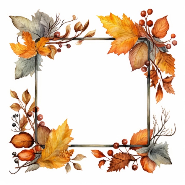 Aquarel herfst frame voor ansichtkaarten gefeliciteerd