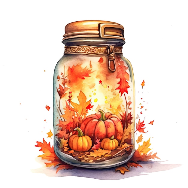 Aquarel Herfst in een pot