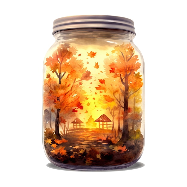 Aquarel Herfst in een pot