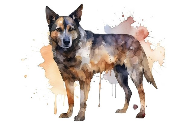 Foto aquarel hond illustratie op witte achtergrond