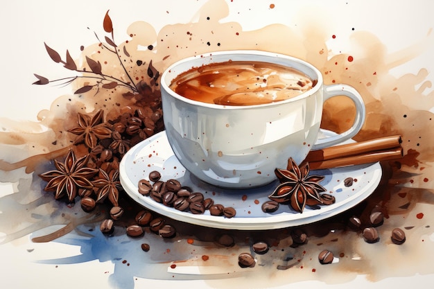 Aquarel Illustratie Cartoon Product Koffie