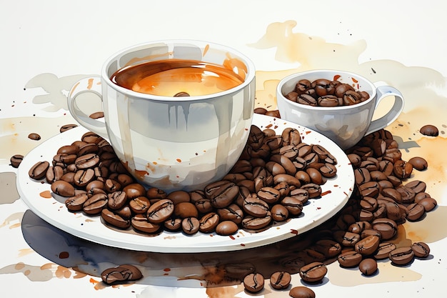 Aquarel Illustratie Cartoon Product Koffie