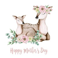 Foto aquarel illustratie kaart gelukkige moederdag met herten en bloemen. geïsoleerd op witte achtergrond