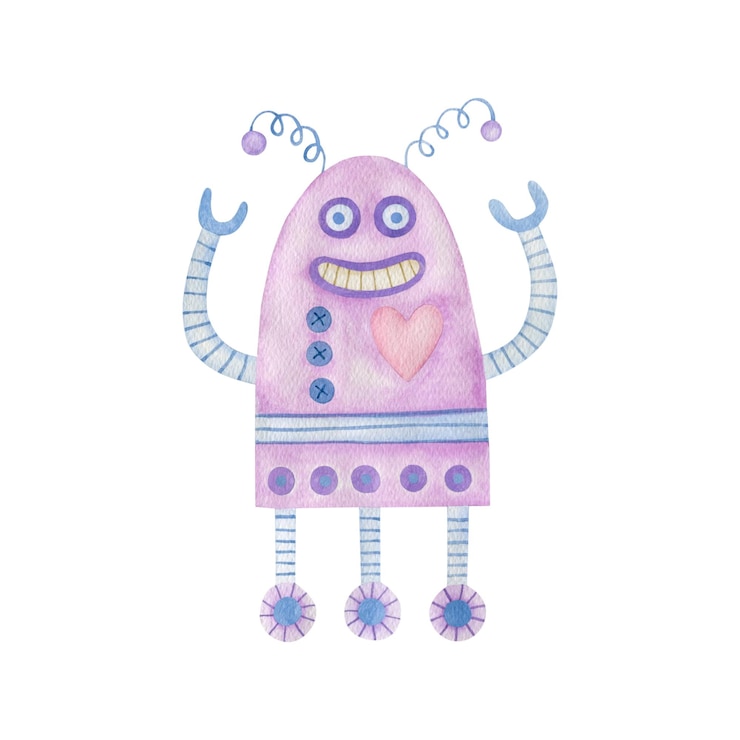 Foto aquarel illustratie robot