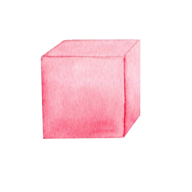 Aquarel illustratie roze kubus