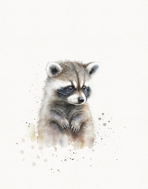 Aquarel illustratie schattige kleine dieren wasbeer wilde dieren illustratie