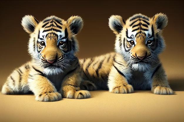 Aquarel illustratie tijgerwelpen kaart voor gefeliciteerd behang achtergrondpatroon