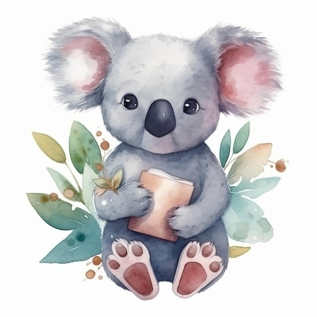 Aquarel illustratie van een schattige koala beer geïsoleerd op een witte achtergrond