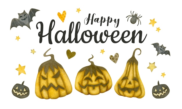 Aquarel illustratie van halloween vakantie wenskaart achtergrond banner happy halloween