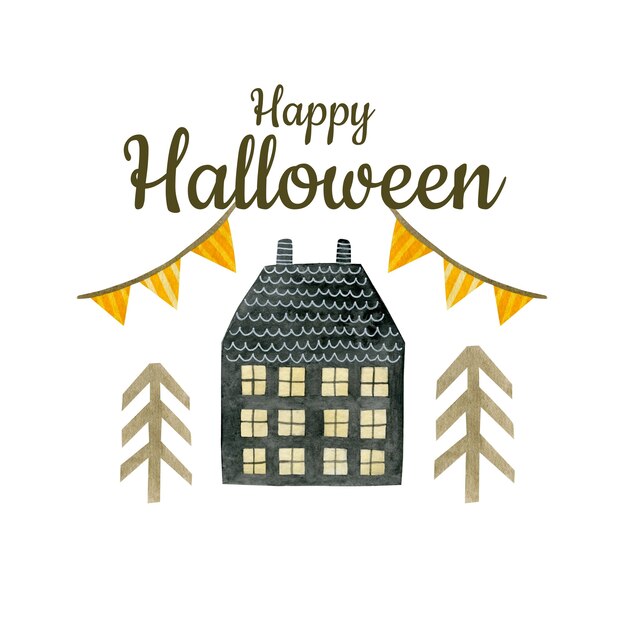 Aquarel illustratie van halloween vakantie wenskaart achtergrond banner happy halloween