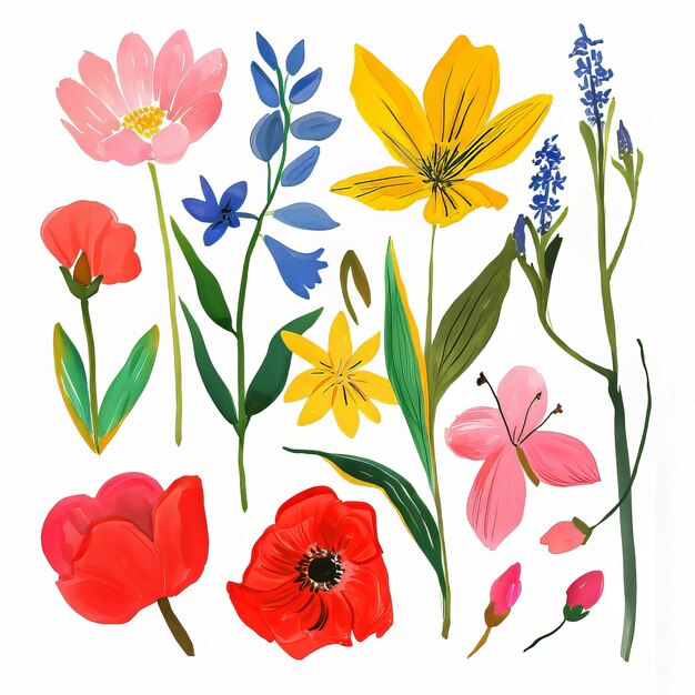 Foto aquarel illustratie van lentebloemen