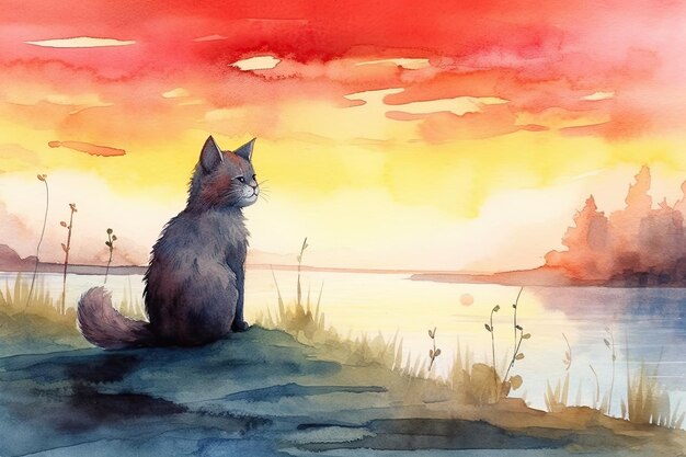 Aquarel kat illustratie