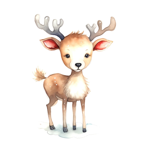 Aquarel kerst hert Clipart AI gegenereerd