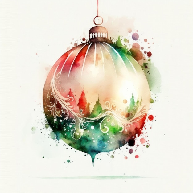 Aquarel kerstbal decoratie Illustratie AI GenerativexA