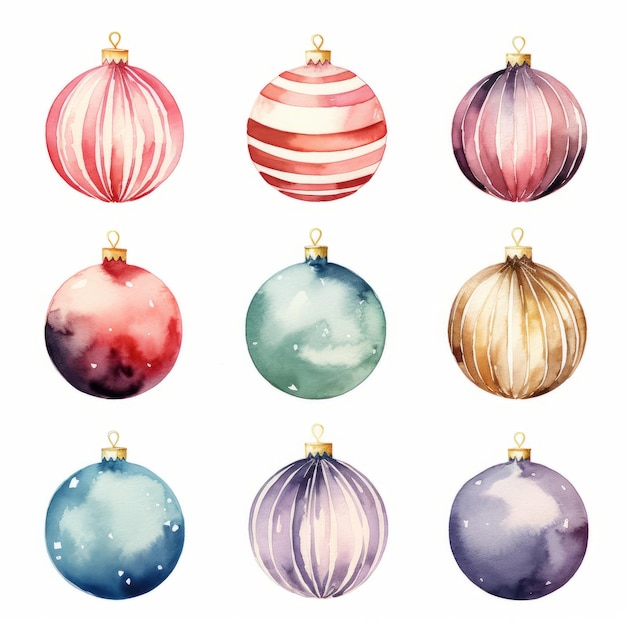 Aquarel kerstballen set