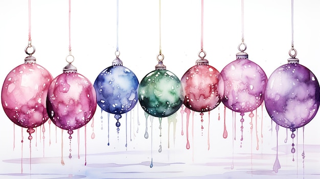 Aquarel kerstballen vol kleuren