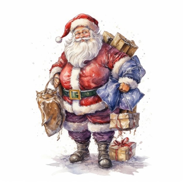 aquarel kerstman illustratie