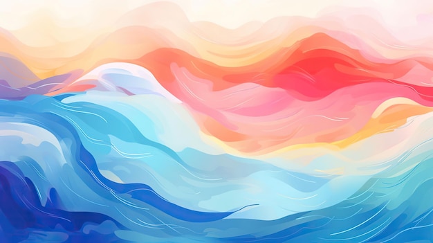 aquarel kleurrijk golven behang