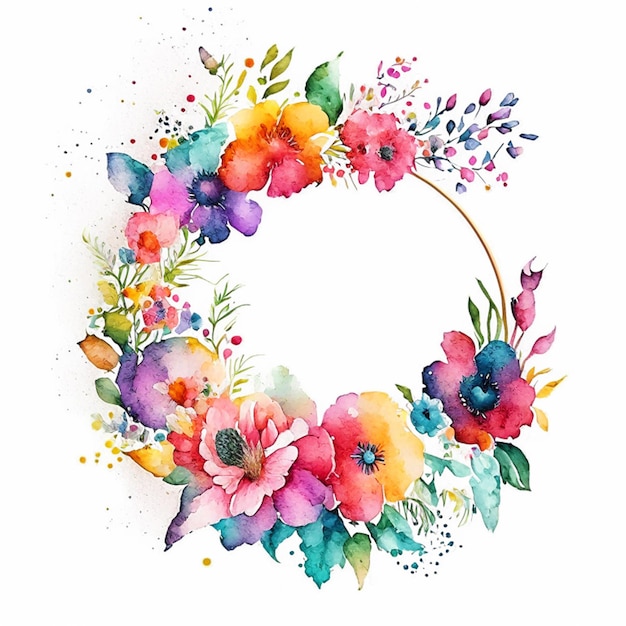Aquarel kleurrijke bloem boho frame ontwerp