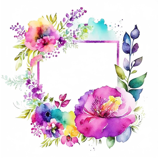 Aquarel kleurrijke bloemen boho frame ontwerp