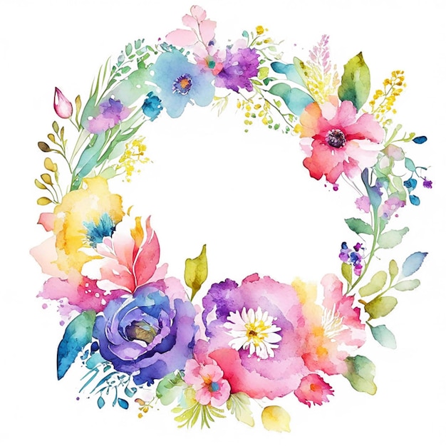 Aquarel kleurrijke bloemen boho frame ontwerp