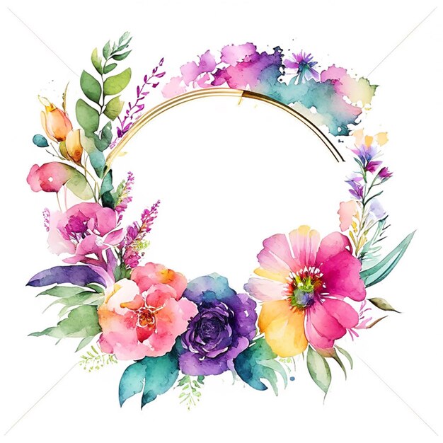 Aquarel kleurrijke bloemen boho frame ontwerp