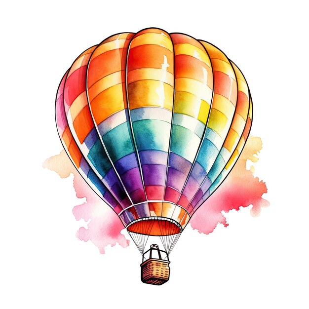 Aquarel kleurrijke luchtballon clipart witte achtergrond
