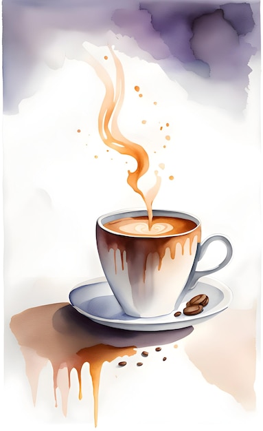 Aquarel kopje koffie illustratie