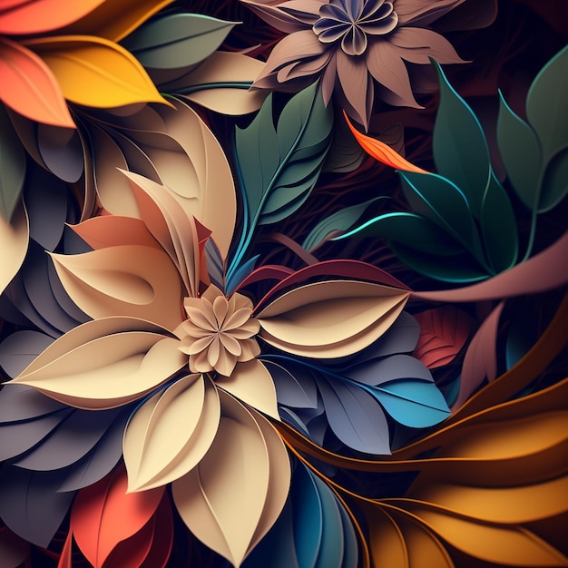 Aquarel kunst achtergrond Digitaal gegenereerd behangontwerp met bloem verf penseel lijntekeningen