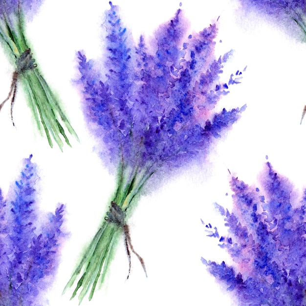 Aquarel lavendel bloem bloemen boeket naadloze patroon textuur achtergrond