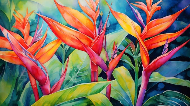 Aquarel Levendige Tropische Heliconia