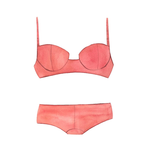 Aquarel lingerie aquarel handgetekende lingerie geïsoleerde foto korset kledingstuk bh top slips mode