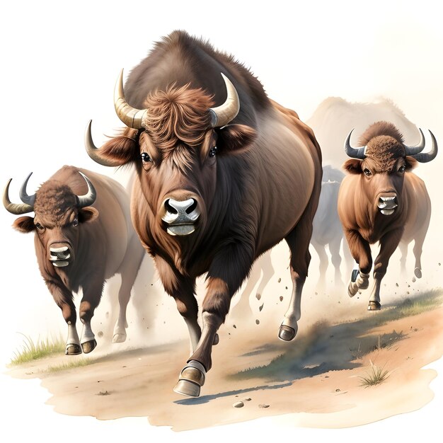 Foto aquarel lopende buffels clipart