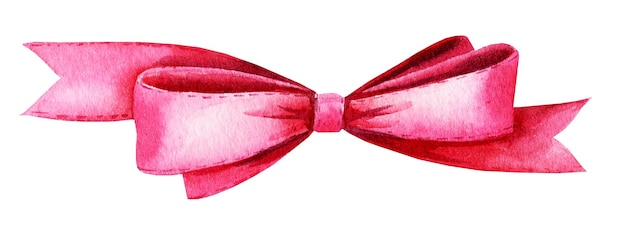 Aquarel magenta boog illustratie van zijde glanzende knoop accessoire voor heden geïsoleerd op witte backg