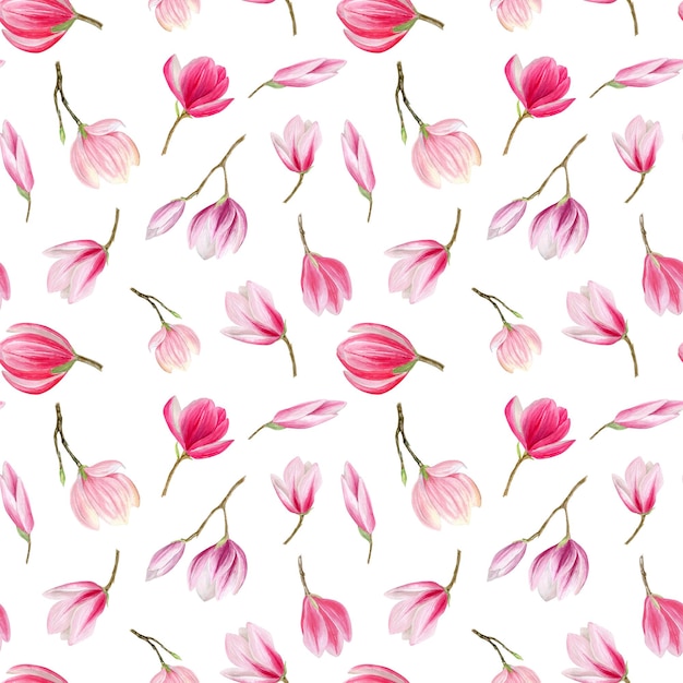 Aquarel magnolia naadloze patroon