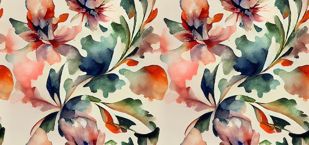 Aquarel met kleurrijke bloemen op papier achtergrond. Patroon met bloemmotief voor kleding.