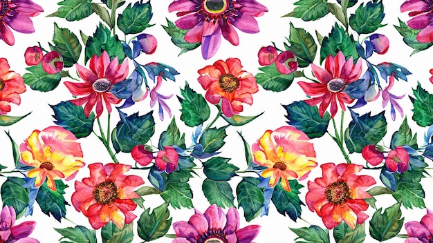 Aquarel mooie bloemen patroon achtergrond