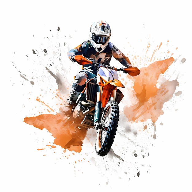 aquarel motorcrosser racen