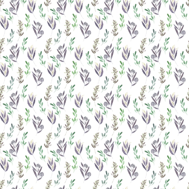 Aquarel naadloos patroon met voorjaarsbloeiende planten
