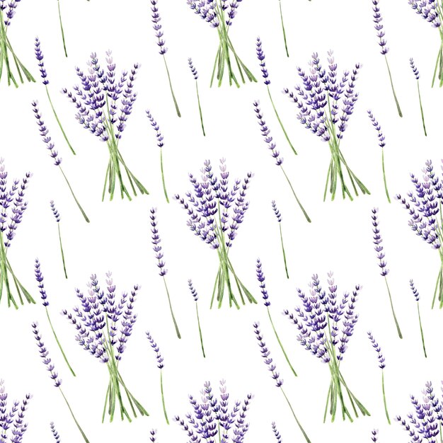 Aquarel naadloze patroon met lavendel planten