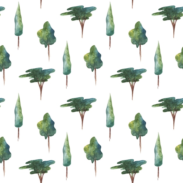 Aquarel naadloze patroon tropische palmbomen Afrikaanse eenvoudige bomen