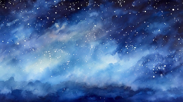 Aquarel nachtelijke hemel met volle maan