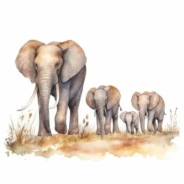 aquarel olifant familie dieren